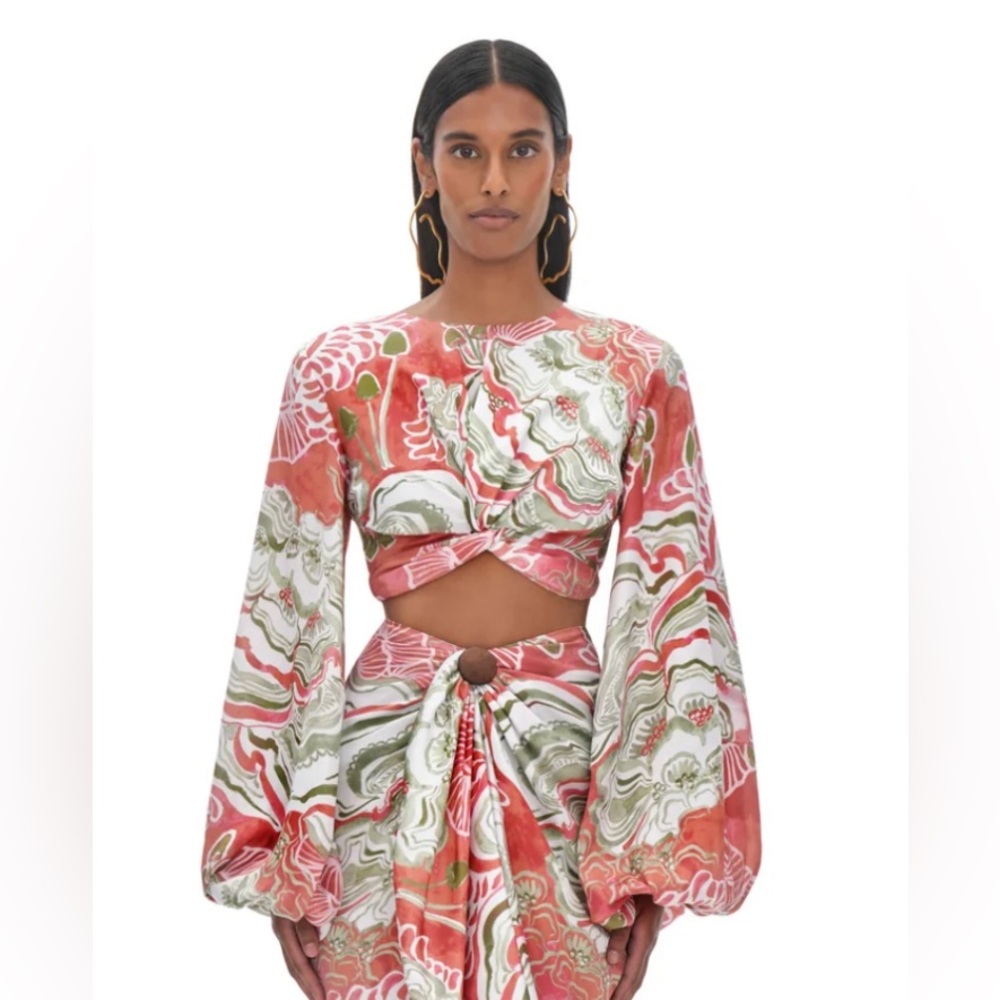 NWT Andrea Iyamah Behati Abstract Mushroom Cropped Top XXL